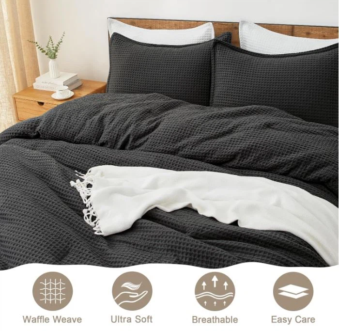 3 Pieces Waffle Weave Comforter Set